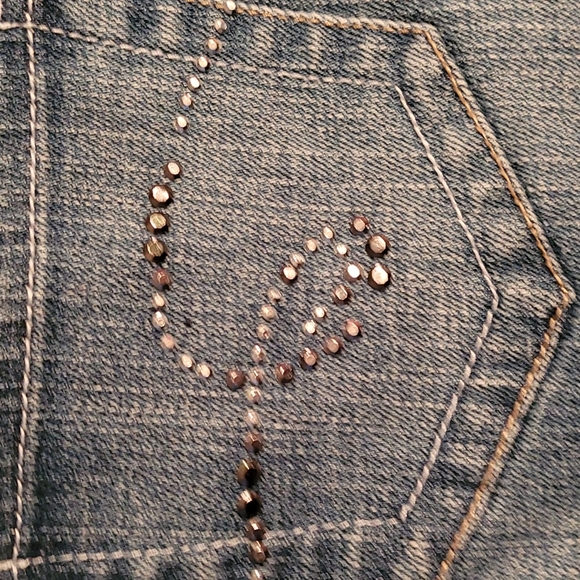 Justice Jeans Sequin Blue Denim Skirt Skort 14 Girls - Picture 3 of 8